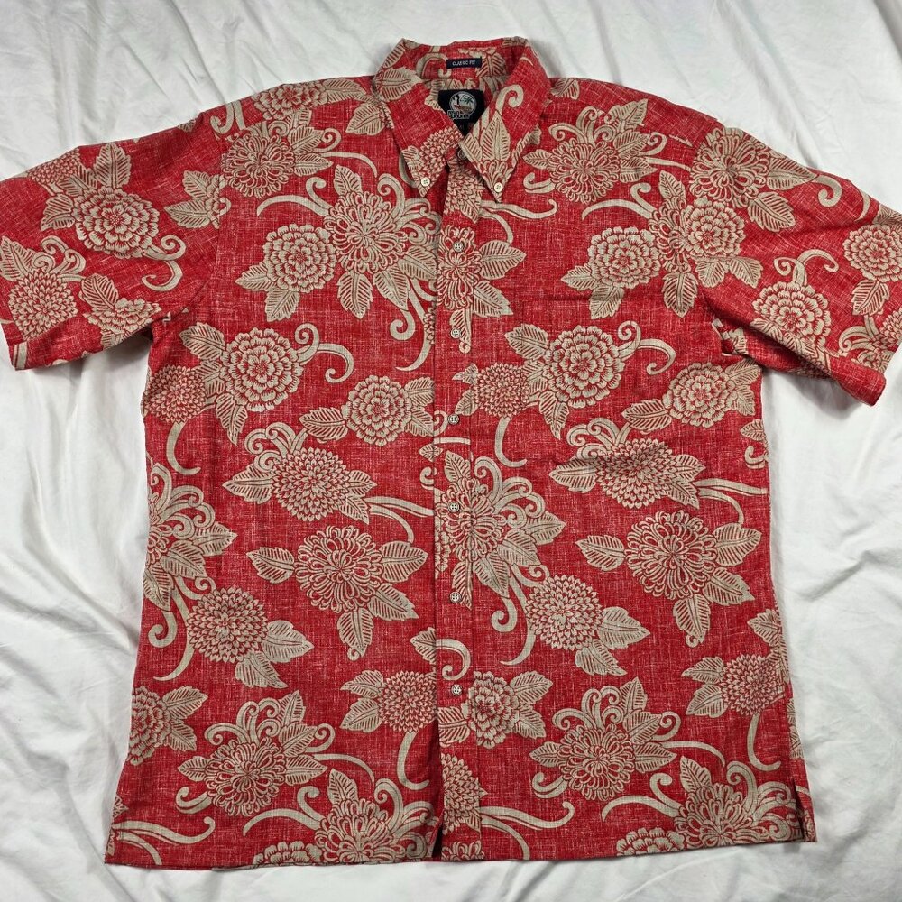 Reyn Spooner Kloth Mens Size XL Red Floral Button Front Shirt Aloha Hawaiian
